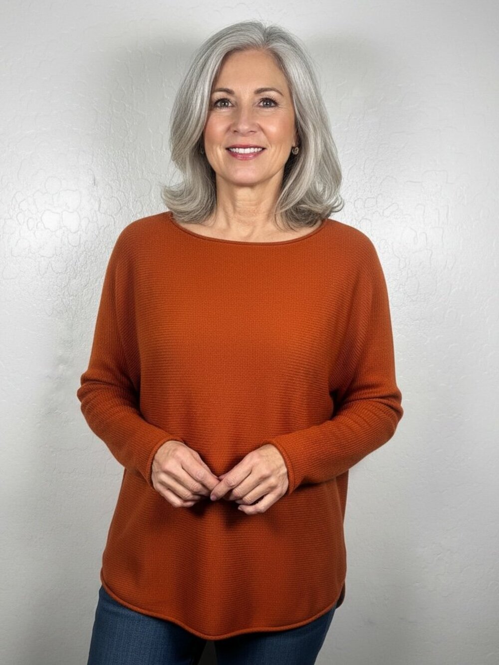 Michael Michael Kors Burnt Orange Knit Tunic Sweater | Large | Zip Back